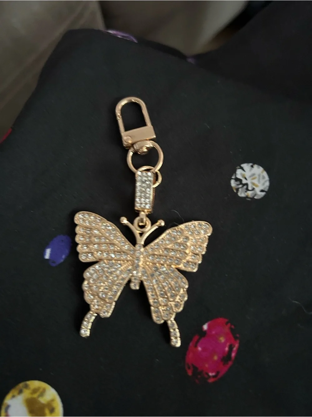 Gold Crystal Butterfly pendant/keycharm-